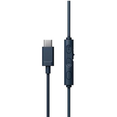JVC HA-S33UC-A USB-C on-ear hoofdtelefoon, zachte oorkussens, opvouwbaar, met microfoon en 3-knops afstandsbediening, eenzijdige kabel, blauw