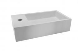 Fontein Wiesbaden Solid | 40x22x10 cm | Solid Surface | Links montage | 1 kraangat | Rechthoek | Wit mat