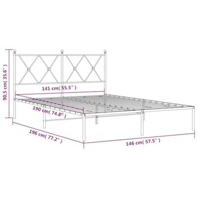 Bedframe met hoofdbord metaal wit 140x190 cm - thumbnail