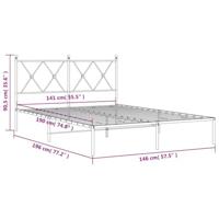 Bedframe met hoofdbord metaal wit 140x190 cm - thumbnail
