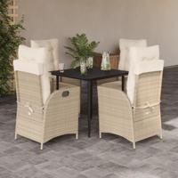 5-delige Tuinset met kussens poly rattan beige - thumbnail