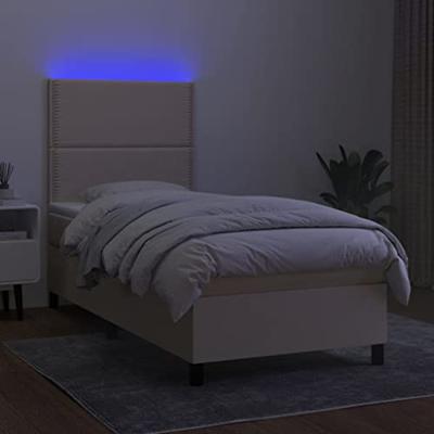 Boxspring met matras en LED stof crèmekleurig 100x200 cm