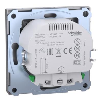 Merten MEG2367-6036 Wandcontactdoos met randaarde Inzetstuk RVS 1 stuk(s)