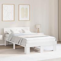 Bedframe met hoofdeinde Wit 140 x 190 cm Massief grenenhout - thumbnail