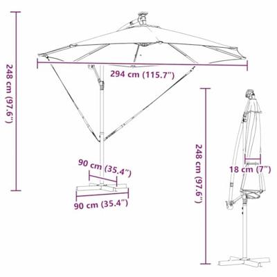 Cantilever Banana Parasol Antraciet 294 x 294 x 248 cm