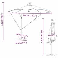 Cantilever Banana Parasol Bordeauxrood 294 x 294 x 248 cm - thumbnail