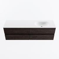MONDIAZ VICA 160cm badmeubel onderkast Dark Brown 4 lades. Wastafel MOON rechts 1 kraangat, kleur Talc. - thumbnail