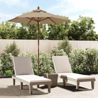 VidaXL Parasol met houten paal 196x231 cm taupe - thumbnail