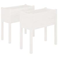 VidaXL Plantenbakken 2 st 70x31x70 cm massief grenenhout wit - thumbnail