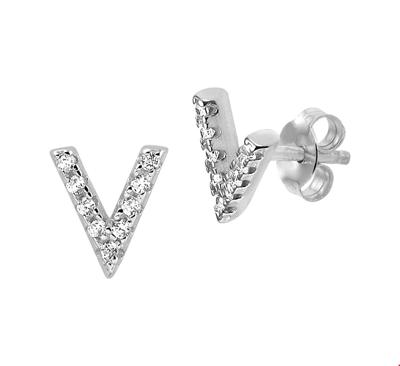 TFT Oorknoppen V Zirkonia Zilver Gerhodineerd Glanzend 7.5 mm x 6 mm TFT Oorknoppen V Zirkonia Zilver Gerhodineerd Glanzend 7.5 mm x 6 mm