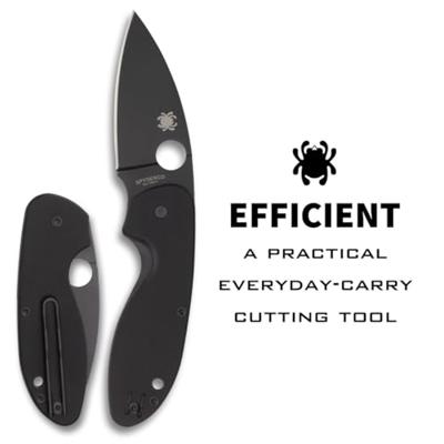 Spyderco Efficient Black / Black 8Cr13MoV PE Mes Black - thumbnail