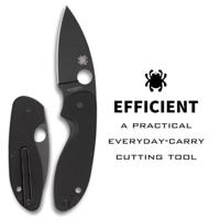 Spyderco Efficient Black / Black 8Cr13MoV PE Mes Black - thumbnail