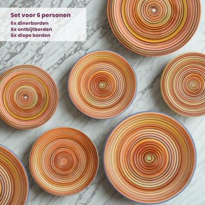 Cookinglife Serviesset Rhythm & Lines 18-delig / 6 personen - 6 dinerborden, 6 ontbijtborden en 6 diepe borden