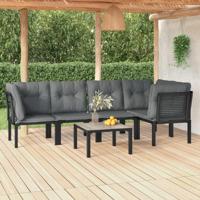 6-delige Loungeset poly rattan zwart en grijs - thumbnail