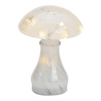 Paddenstoel met 12 LEDs, 6/18-uurs timer, van wit glas (B/H/D) 13x18x13cm - thumbnail