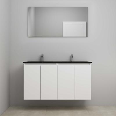 On-Line Badkamermeubelset - 120 cm - Voorgemonteerd - Greeploze Ladestructuur - Acryl Wastafel - 2 Kraangaten - Spiegel - Mat Wit - V01