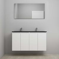 On-Line Badkamermeubelset - 120 cm - Voorgemonteerd - Greeploze Ladestructuur - Acryl Wastafel - 2 Kraangaten - Spiegel - Mat Wit - V01 - thumbnail