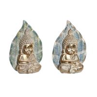 Decoratieve figuren DKD Home Decor 12,4 x 5,6 x 17,7 cm Blauw Boeddha Turkoois Orientaals Decapé (2 Stuks) - thumbnail