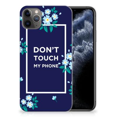Apple iPhone 11 Pro Max Silicone-hoesje Flowers Blue DTMP Apple iPhone 11 Pro Max Silicone-hoesje Flowers Blue DTMP