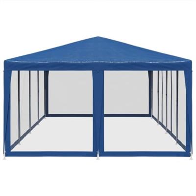Partytent met 12 mesh zijwanden 8x4 m HDPE blauw