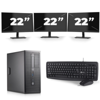 HP EliteDesk 800 G1 Tower - Intel Core i5-4e Generatie - 8GB RAM - 256GB SSD - Windows 10 + 3x 22 inch Monitor - thumbnail