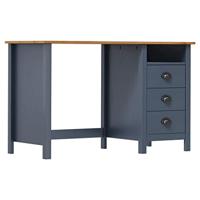 VidaXL Bureau hill 3 lades 120x50x74 cm massief grenenhout grijs - thumbnail