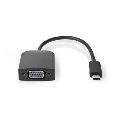 USB-C Adapter | USB 3.2 Gen 1 | USB-C Male | VGA Female 15p | 1920x1200 | 5 Gbps | 0.20 m | Rond | Vernikkeld | PVC | Zwart