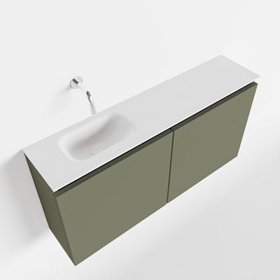 MONDIAZ TURE 100cm toiletmeubel army. EDEN wastafel talc links geen kraangat