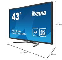 Iiyama ProLite X4373UHSU-B1 LED-monitor Energielabel G (A - G) 108 cm (42.5 inch) 3840 x 2160 Pixel 16:9 3 ms HDMI, DisplayPort, Mini-DisplayPort, USB-A 2.0, - thumbnail