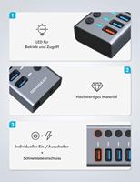 GrauGear G-HUB71-A USB 3.2 Gen 1-hub 7 poorten Meerdere kleuren - thumbnail