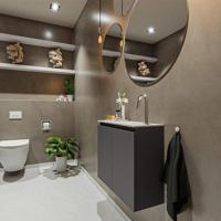 MONDIAZ TURE Fonteinset - 60x23x50cm - 1 kraangat - 2 deuren - darkgrey mat - Wasbak rechts - Solid Surface Wit FK75341071 - thumbnail