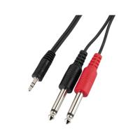 Monacor 0066800 Jackplug Audio Adapterkabel [2x Jackplug male 6,3 mm (mono) - 1x Jackplug male 3,5 mm] 2 m Zwart - thumbnail