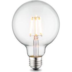 Edison Vintage E27 LED filament lichtbron Globe | G95 Deco | Retro LED lamp | 9.5/9.5/13.5cm | Helder | geschikt voor E27 fitting | 6W 550lm 3000K | warm wit licht