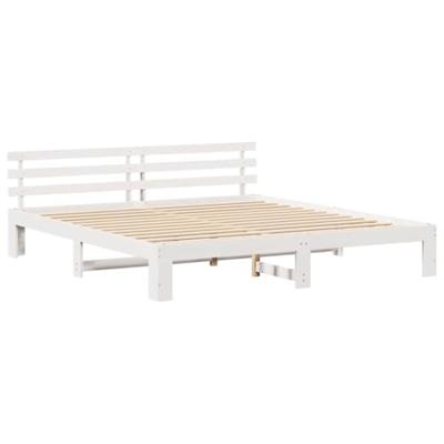 Bedframe met hoofdbord Wit 180x200 cm van Massief Grenenhout Bedframe met hoofdbord Wit 180x200 cm van Massief Grenenhout