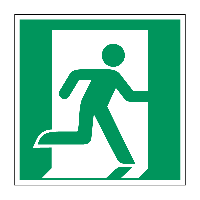Nooduitgang richting rechts - 200 x 200 mm - Sticker - thumbnail