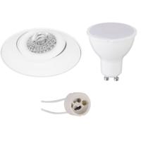 LED Spot Set - Pragmi Nivas Pro - GU10 Fitting - Inbouw Rond - Mat Wit - 4W - Warm Wit 3000K - Trimless - Kantelbaar - Ø150mm - thumbnail