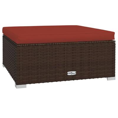 5-delige Loungeset met kussens poly rattan bruin