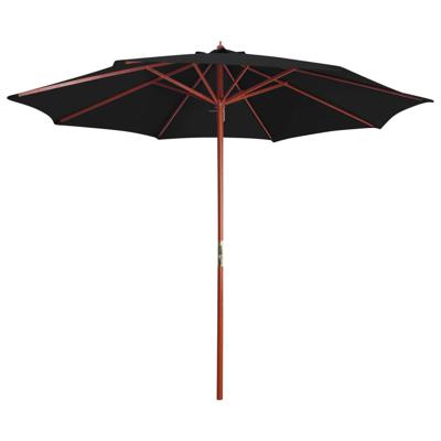 Parasol met houten paal 300x258 cm zwart Parasol met houten paal 300x258 cm zwart