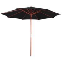 Parasol met houten paal 300x258 cm zwart - thumbnail