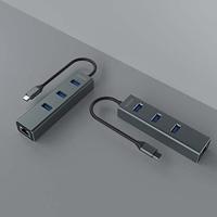 SAVIO USB Hub USB C verdeler - USB C adapter - 3 x USB C Hub - USB Adapter - USB-C Hub - Adapter USB C Switch - USB hubs - 1 x USB LAN-poort - USB C Hub - USB Multiport - thumbnail