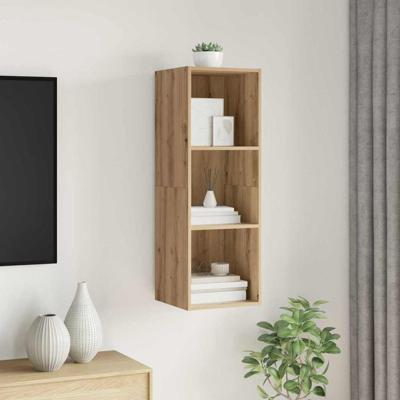 TV-kast artisanaal eikenkleurig 37 x 37 x 107 cm Bewerkt hout