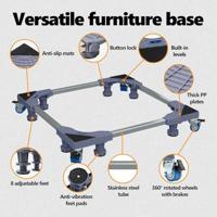 VidaXL Wasmachinebasis grijs 66 x 66 x 12 cm roestvrij staal - thumbnail