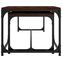 Salontafels 2 st bewerkt hout bruineikenkleurig - thumbnail