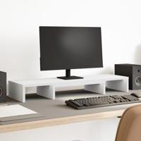 VidaXL Monitorstandaard verstelbaar 80x24x10,5 cm bewerkt hout wit - thumbnail