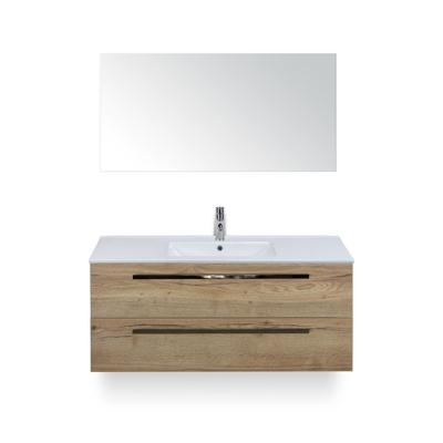 Seville Badmeubelset 120 cm - 2 laden Natuur Eiken - Wastafel Enjoy Enkel - met Spiegel