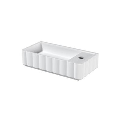 Fontein Riho Catching Waves 45.1x22x10.8 cm Links Incl. Always Open Plug Geribbeld Mat Wit Fontein Riho Catching Waves 45.1x22x10.8 cm Links Incl. Always Open Plug Geribbeld Mat Wit