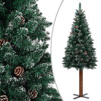 Kerstboom met echt hout en sneeuw smal 150 cm groen - thumbnail