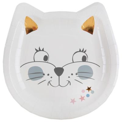 Bordjes kat met goudkleurige oortjes 10 stuks Bordjes kat met goudkleurige oortjes 10 stuks