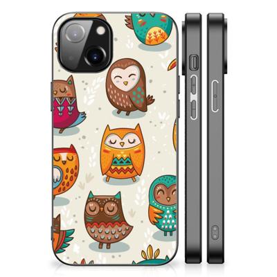 Apple iPhone 13/14 Dierenprint Telefoonhoesje Vrolijke Uilen