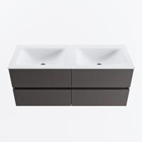MONDIAZ VICA 120cm badmeubel onderkast Dark Grey 4 lades. Wastafel CLOUD dubbel 2 kraangaten, kleur Talc. - thumbnail